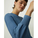 Blusa Tricot Manga Canelada
