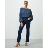 Blusa Tricot Mescla Azul