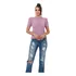 Blusa Tricot Modal Manga Curta Detalhada Gola Redonda