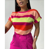 Blusa Tshirt Listrada Manga