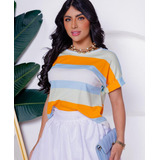 Blusa Tshirt Listrada Manga