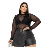 Blusa Tule Manga Longa