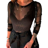 Blusa Tule Manga Longa