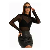 Blusa Tule Transparente Feminina