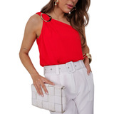 Blusa Vermelha Com Fivela