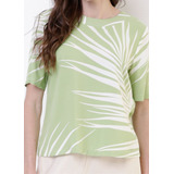 Blusa Viscocrepe Estampa Folhas