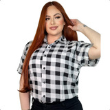 Blusa Xadrez Feminina Manga