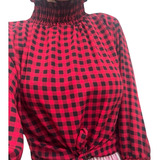 Blusa Xadrez Feminina Manga
