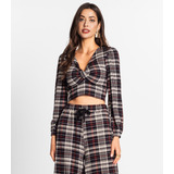 Blusa Xadrez Manga Longa