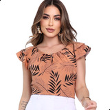 Blusinha Crepinho Social Feminina Estampas Lindas