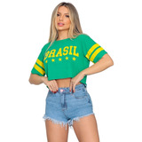 Blusinha Cropped Bojo Seleção Brasileira Regata Camisa