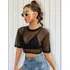 Blusinha Cropped Em Tela Arrastão Tendencia