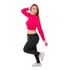 Blusinha Cropped Manga Longa Gola Alta Lycra Inverno