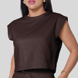 Blusinha Cropped Moletinho Manga