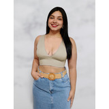 Blusinha Cropped Regata Decote