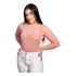 Blusinha Feminina Adulta Tule Transparente Manga Longa Rosê