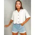 Blusinha Feminina Camisa Social Cropped Botões Manga Curta