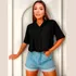 Blusinha Feminina Camisa Social Cropped Botões Manga Curta
