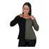Blusinha Feminina Manga Longa Bicolor Moda Casual Soltinha