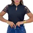 Blusinha Feminina Manguinha Renda Gola Franzida 