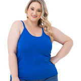 Blusinha Feminina Plus Size De Alça Fina Malha Estica 3026