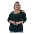 Blusinha Feminina Plus Size Fivela Linda Manga 3/4