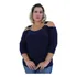 Blusinha Feminina Plus Size Fivela Linda Manga 3/4