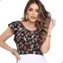 Blusinha Feminina Social Crepe Estampa Floridas Lindas