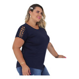 Blusinha Linda Manga Curta Plus Size Feminina Estilo Casual