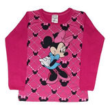 Blusinha Manga Longa Infantil Minnie Mouse Rosa - 2