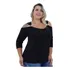 Blusinha Plus Size Feminina Manga 3/4 Fivela Linda
