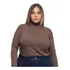 Blusinha Plus Size Manga Comprida Gola Alta Cacharrel Malha