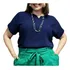 Blusinha Plus Size Manga Curta Soltinha Social Casual Linda