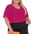 Blusinha Plus Size Social G1 G2 G3 Manga Curta Gola V Linda