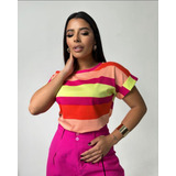 Blusinha Tshirt Listrada Manga