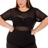 Blusinha Tule Manga Curta