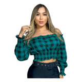 Blusinha Xadrez Cropped Camisa
