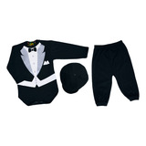 Body Bebe Smoking Infantil Com Calça E Chapeu 0 A 1 Ano