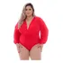 Body Blusa Feminino Plus Size Manga Longa Golav Transpassado