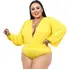 Body Blusa Feminino Plus Size Manga Longa Golav Transpassado