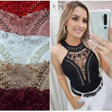 Body Blusa Pedraria Social