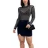 Body Blusinha Feminina Festa Tule Brilho Strass Balada Skull