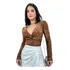 Body Bori Blusa Blusinha Feminina Frente Trancada Manga Long