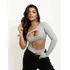 Body Bori Feminino Collant Mula Manca Recorte Cintura Vazado