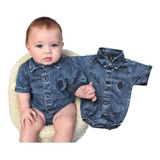 Body Camisa Jeans Manga