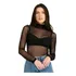 Body Feminina De Tule Blusa Bori Manga Longa Transparente