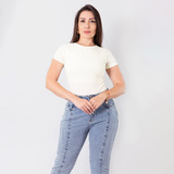 Body Feminino Canelado Manga