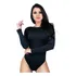 Body Feminino Collant Manga Longa Costa Nua Decote Blusa