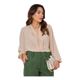 Body Feminino Crepe Decote