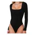 Body Feminino Decote Quadrado Blusa Manga Longa Em Suplex